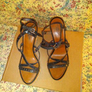 American Eagle Outfitters women shoes Black Espadrilles Wedge Heels strap Size 8